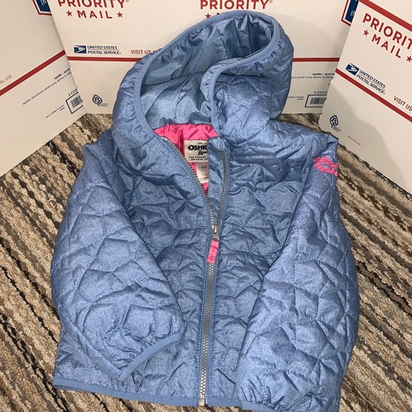 Girls OshKosh B'gosh Light Blue/Pink 4/5 Jacket - Picture 2 of 6